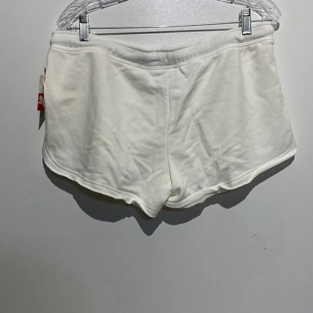 Puma Women's White Drawstring Raw Edges High‎ Rise Shorts Size Large NWT
